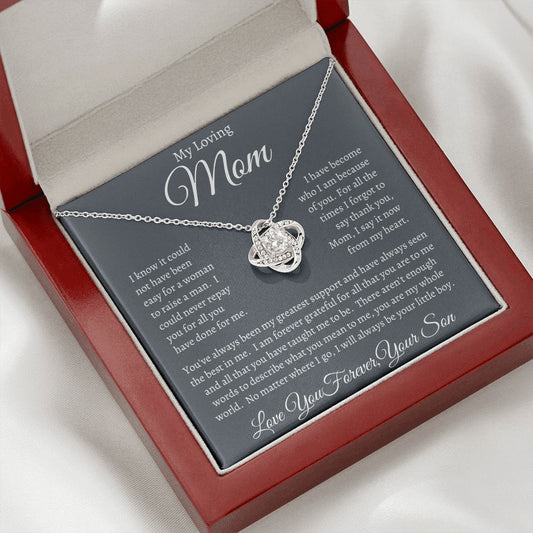 My Loving Mom, Love You Forever, Your Son Love Knot Necklace