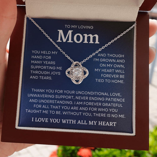 To My Loving Mom Love Knot Necklace
