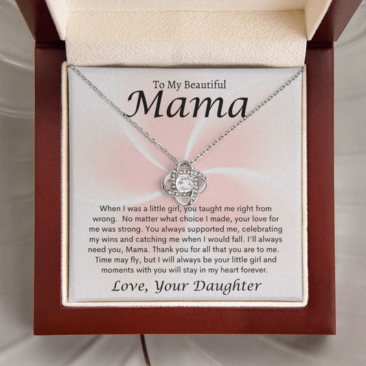 To My Beautiful Mama Time May Fly Love Knot Necklace