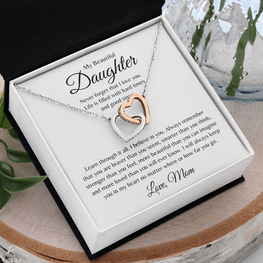 My Beautiful Daughter Interlocking Hearts Necklace