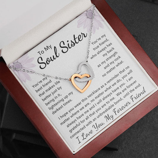 To My Soul Sister Interlocking Hearts Necklace