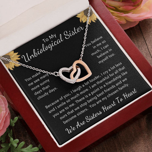 To My Unbiological Sister Interlocking Hearts Necklace