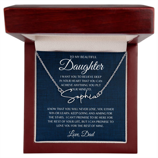 To My Beautiful Daughter Never Lose Signature Style Name Necklace