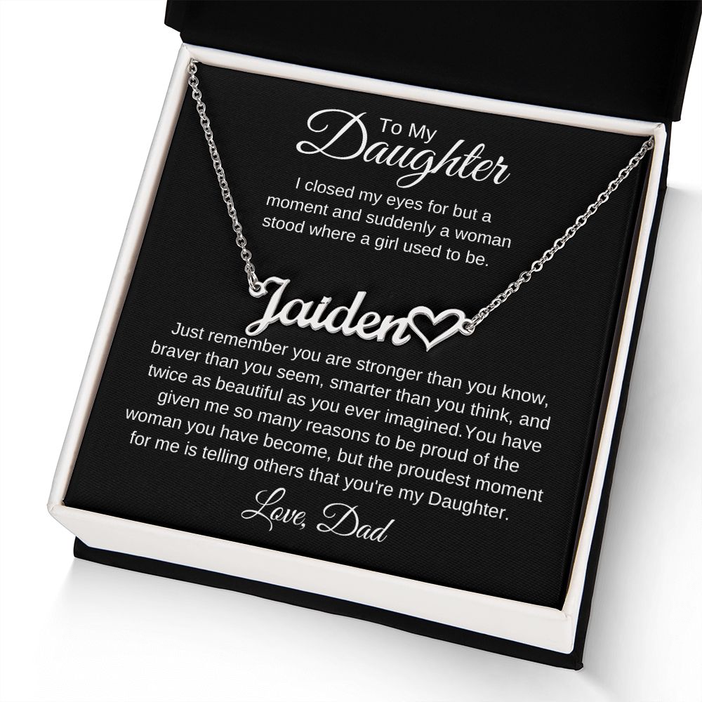 To My Daughter Love Dad Heart Name Necklace