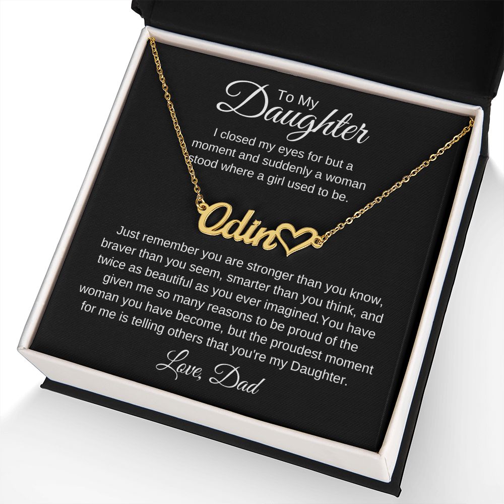 To My Daughter Love Dad Heart Name Necklace