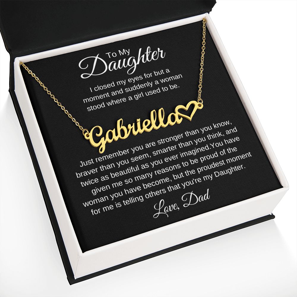 To My Daughter Love Dad Heart Name Necklace