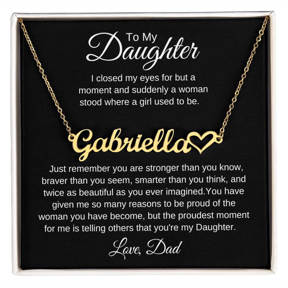 To My Daughter Love Dad Heart Name Necklace