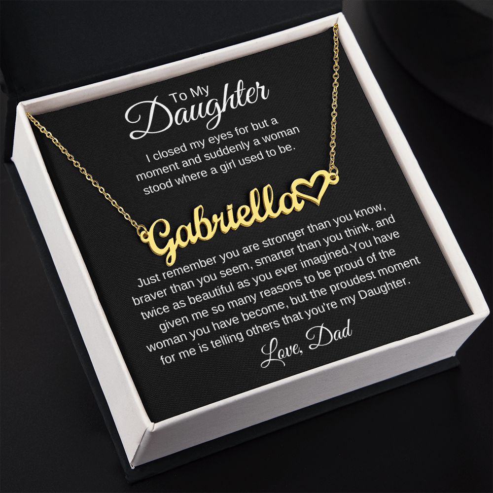 To My Daughter Love Dad Heart Name Necklace