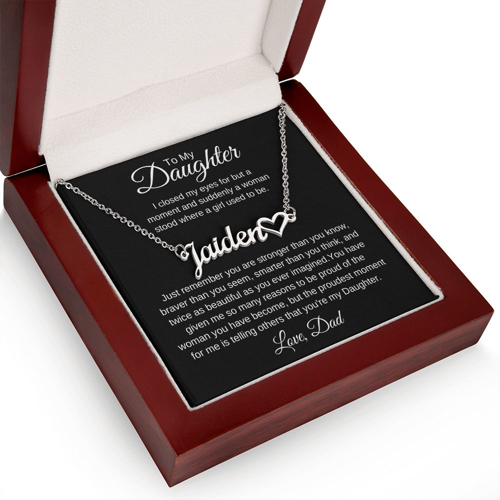 To My Daughter Love Dad Heart Name Necklace