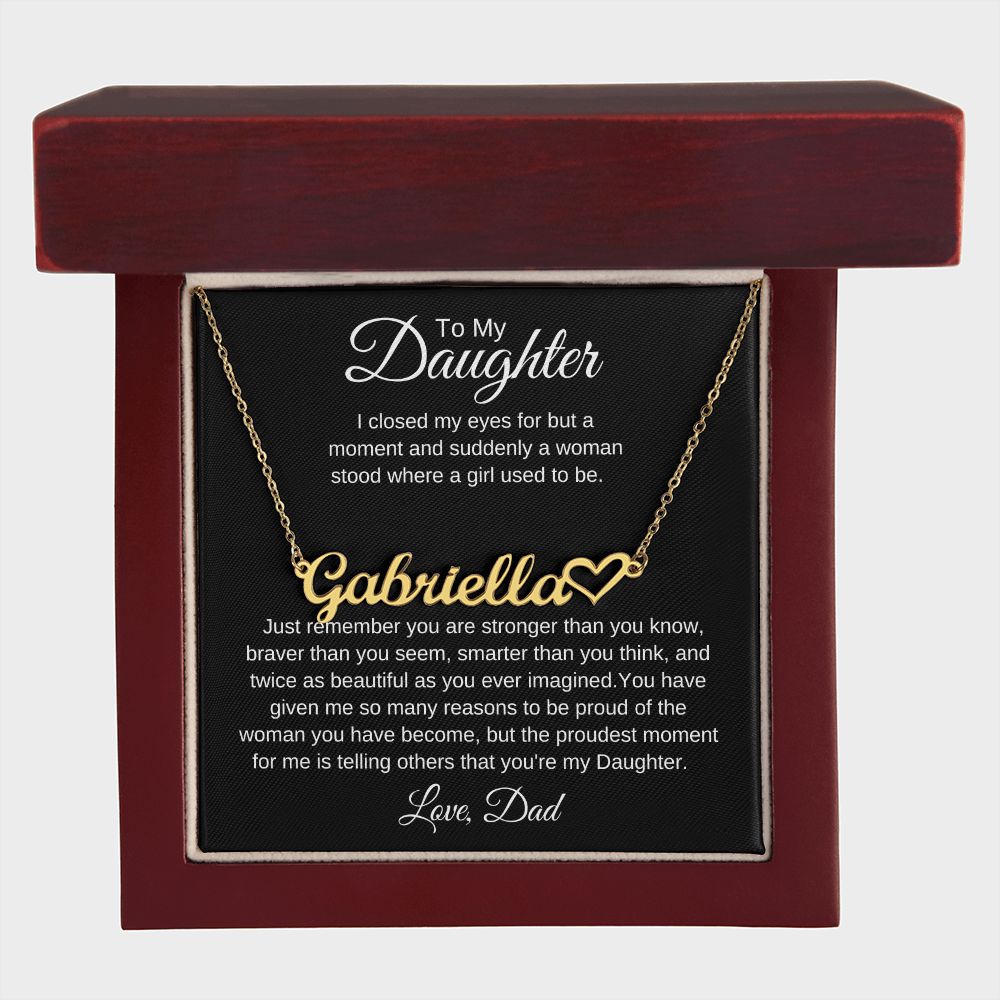 To My Daughter Love Dad Heart Name Necklace
