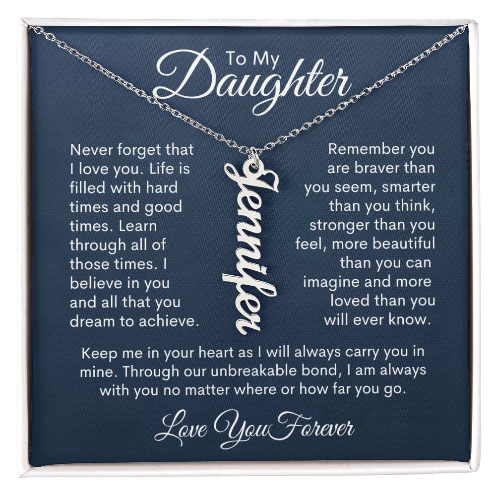 To My Daughter Personalized Vertical Name Necklace