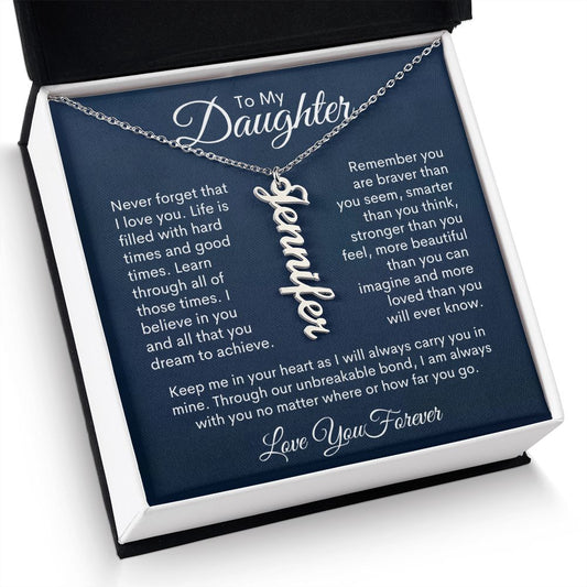 To My Daughter Personalized Vertical Name Necklace