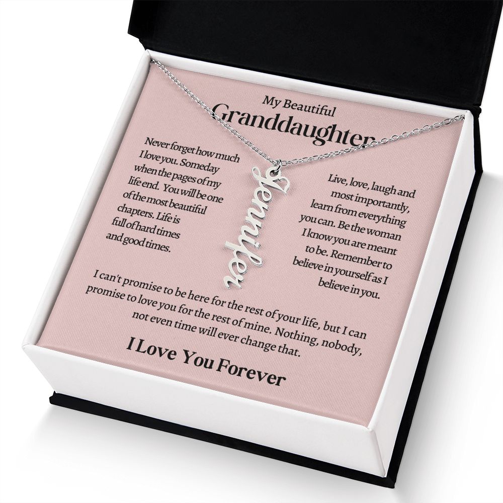 My Beautiful Granddaughter Personalized Vertical Name Necklace