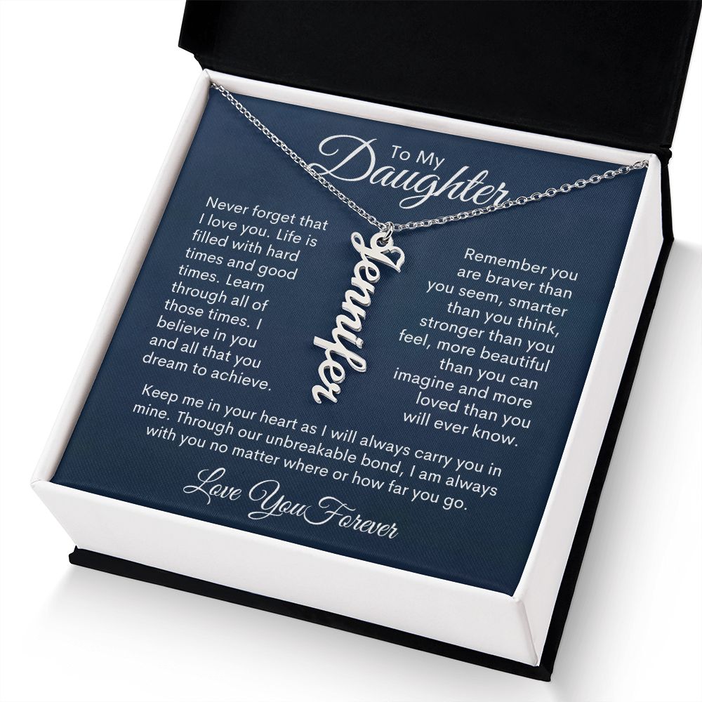 To My Daughter Personalized Vertical Name Necklace