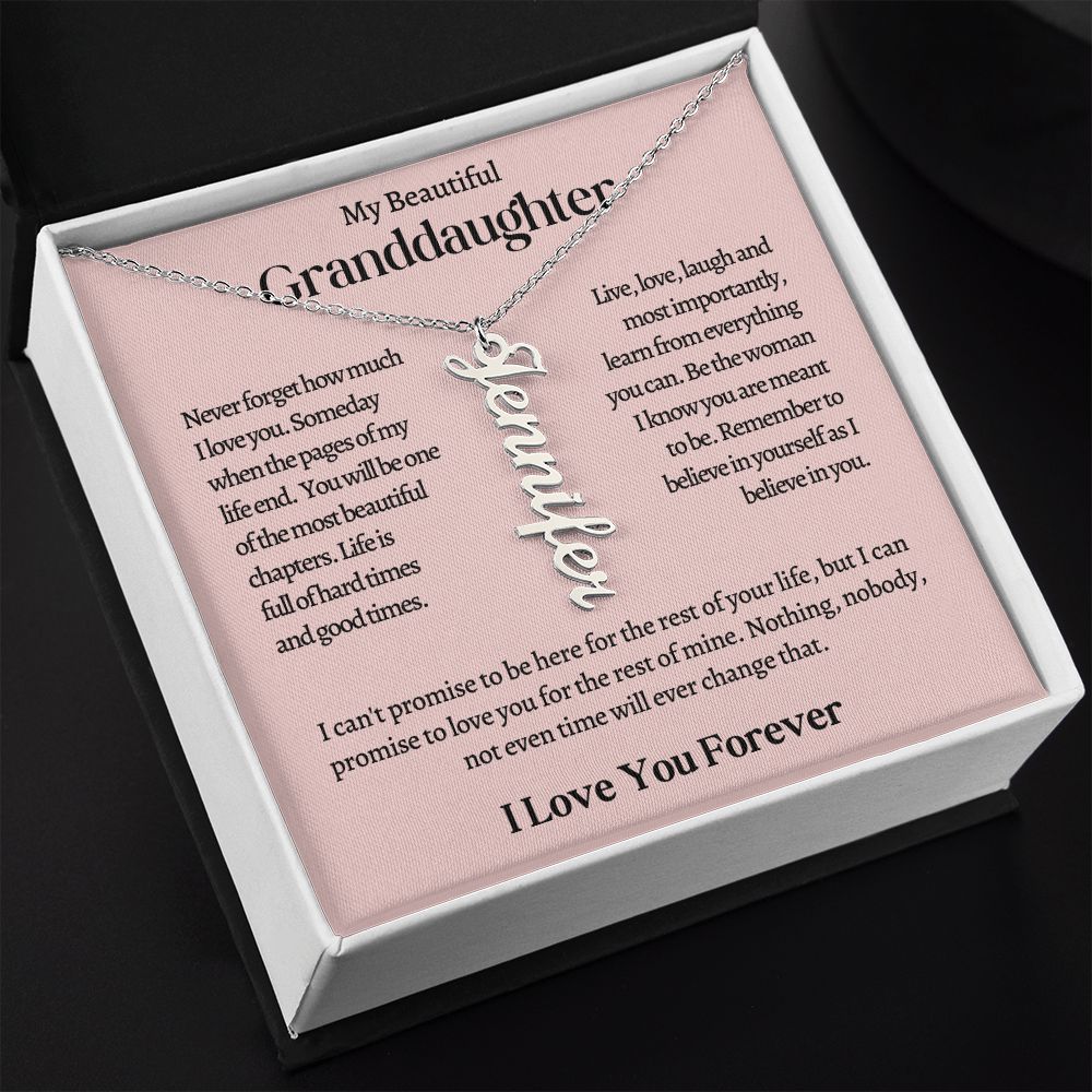 My Beautiful Granddaughter Personalized Vertical Name Necklace