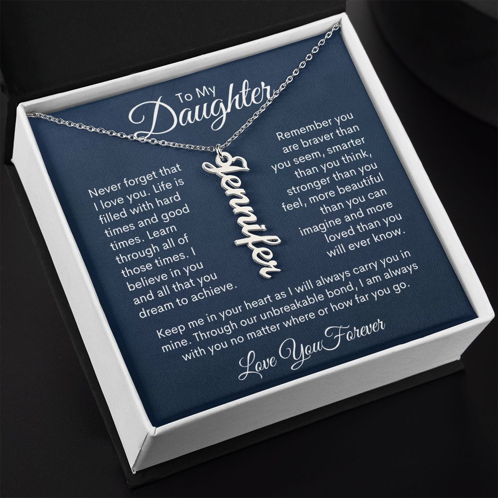 To My Daughter Personalized Vertical Name Necklace