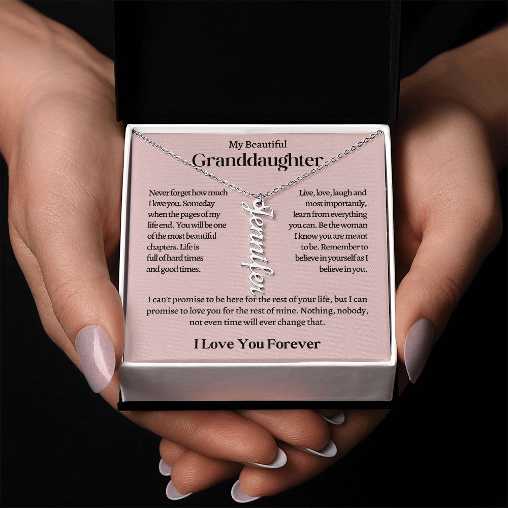 My Beautiful Granddaughter Personalized Vertical Name Necklace