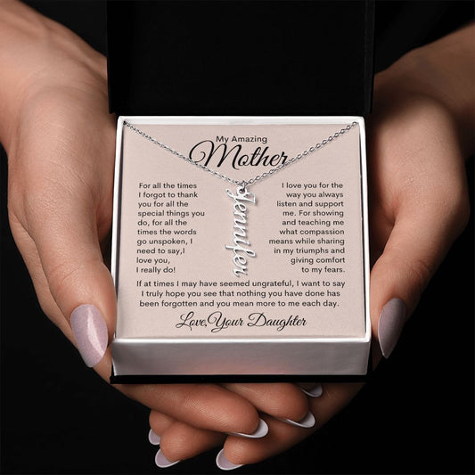 My Amazing Mother Personalized Vertical Name Necklace