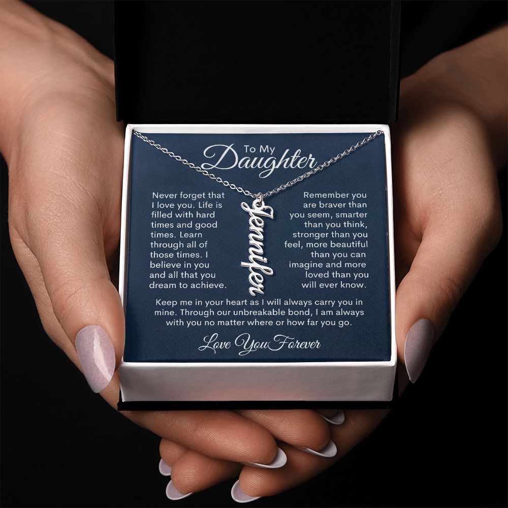To My Daughter Personalized Vertical Name Necklace