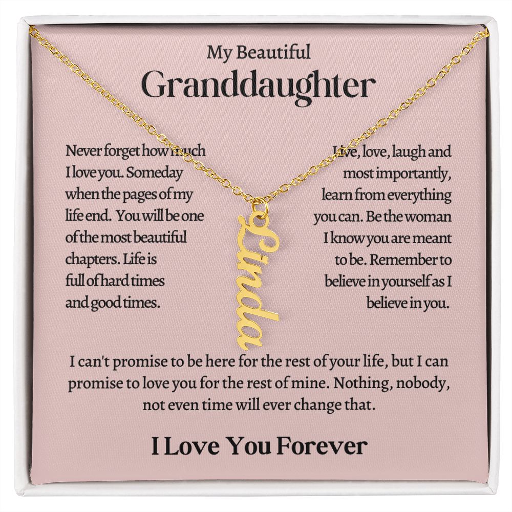 My Beautiful Granddaughter Personalized Vertical Name Necklace