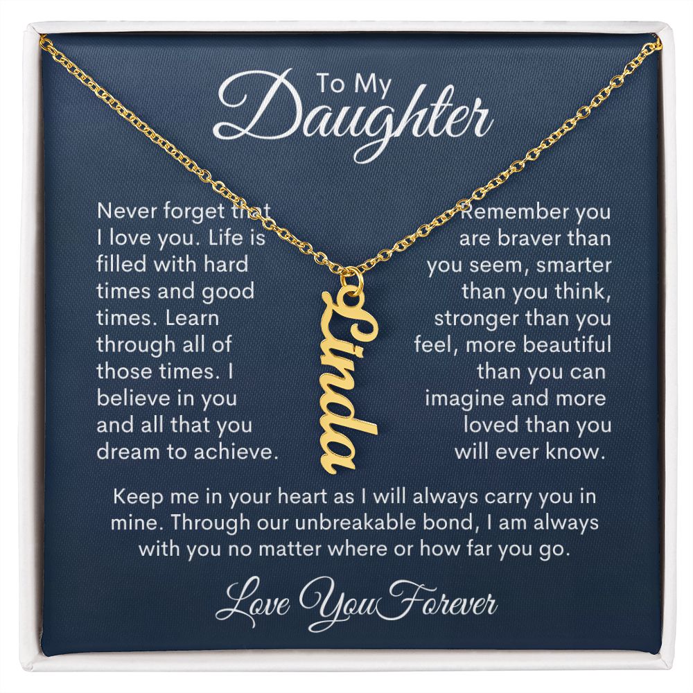To My Daughter Personalized Vertical Name Necklace