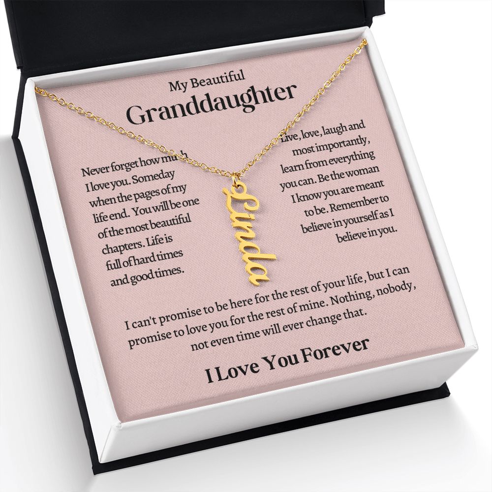 My Beautiful Granddaughter Personalized Vertical Name Necklace