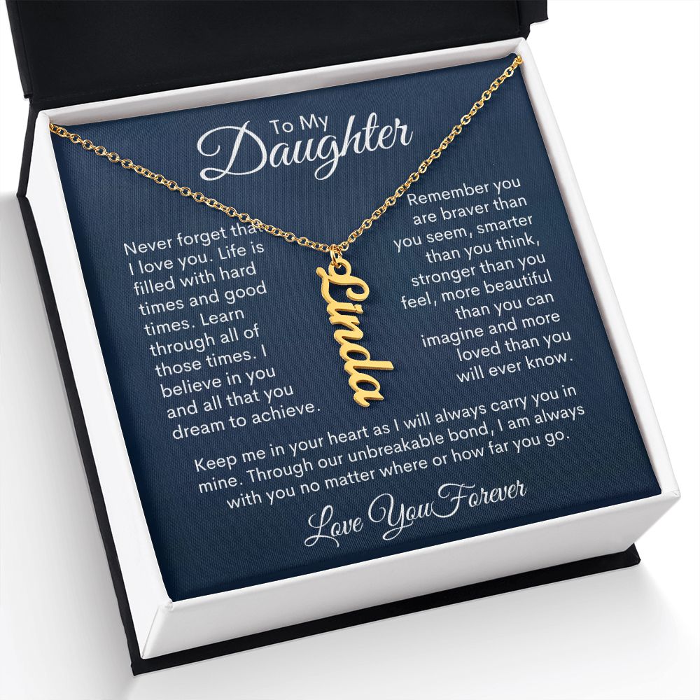 To My Daughter Personalized Vertical Name Necklace