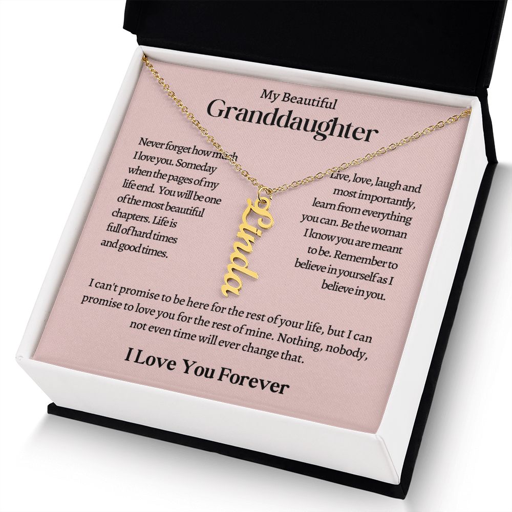 My Beautiful Granddaughter Personalized Vertical Name Necklace