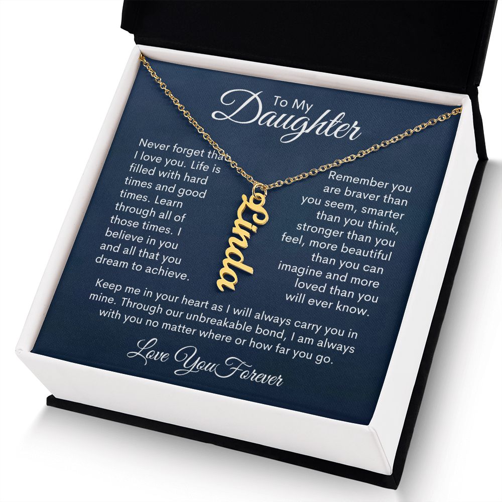 To My Daughter Personalized Vertical Name Necklace