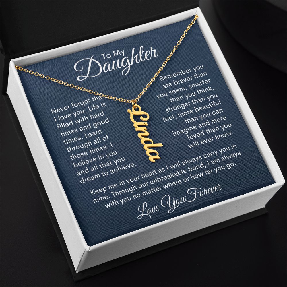 To My Daughter Personalized Vertical Name Necklace