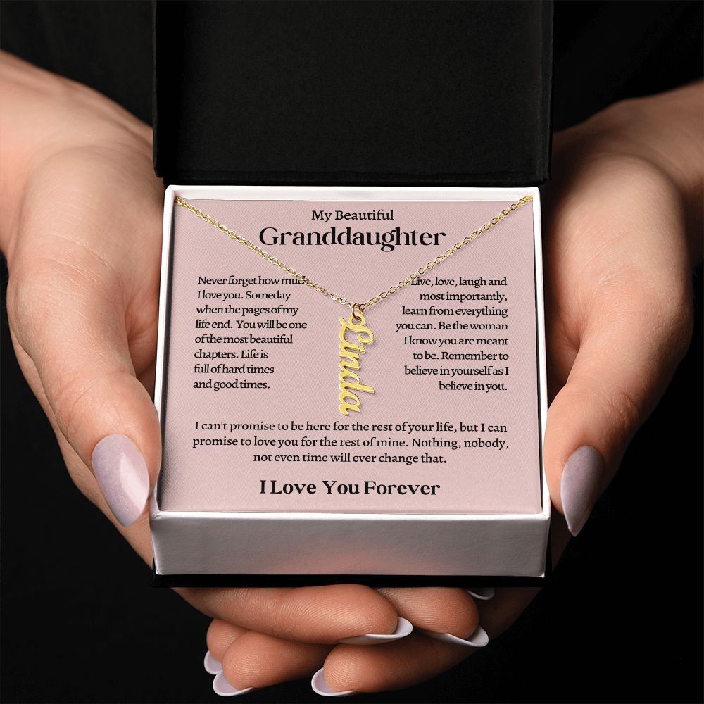 My Beautiful Granddaughter Personalized Vertical Name Necklace