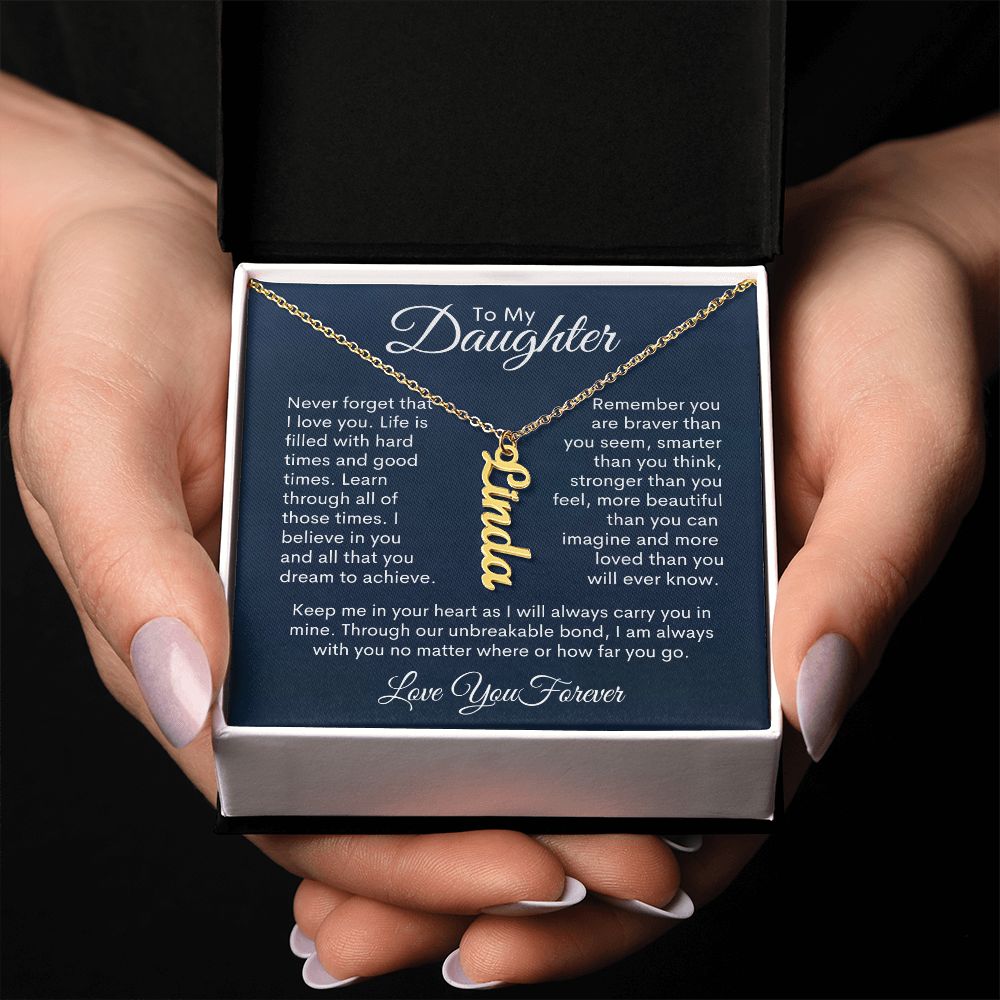 To My Daughter Personalized Vertical Name Necklace