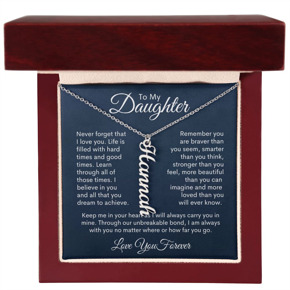 To My Daughter Personalized Vertical Name Necklace