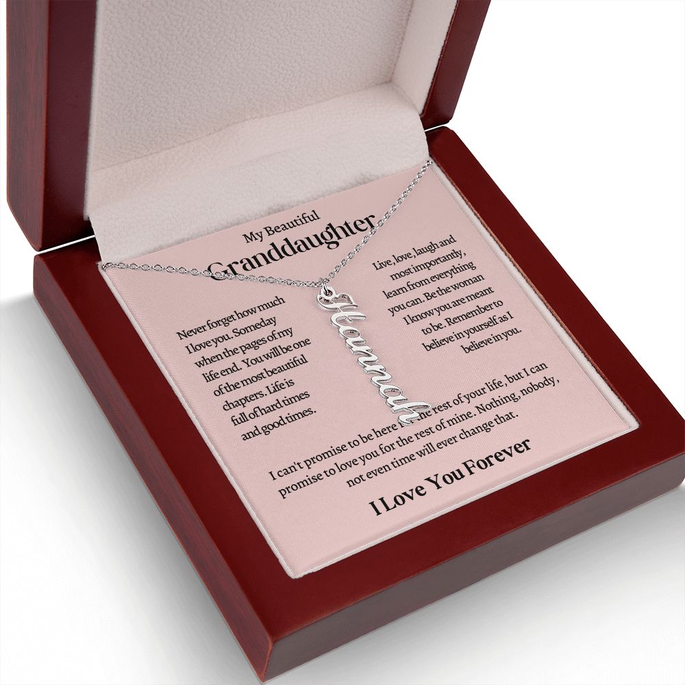 My Beautiful Granddaughter Personalized Vertical Name Necklace