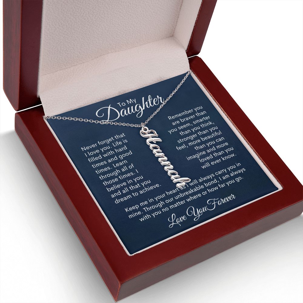 To My Daughter Personalized Vertical Name Necklace