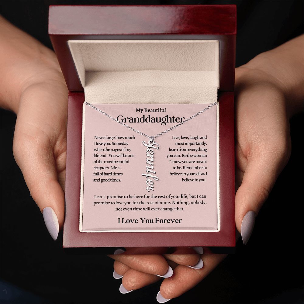 My Beautiful Granddaughter Personalized Vertical Name Necklace