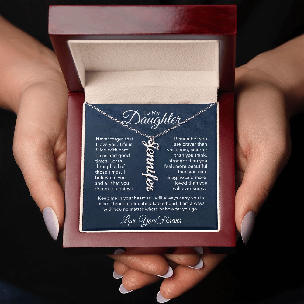 To My Daughter Personalized Vertical Name Necklace