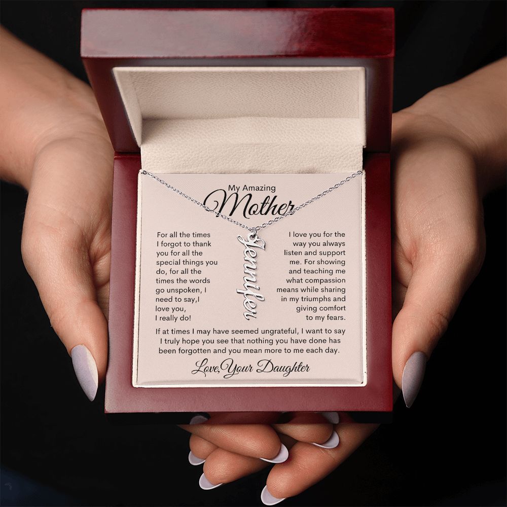 My Amazing Mother Personalized Vertical Name Necklace