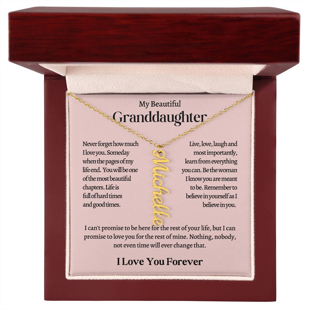 My Beautiful Granddaughter Personalized Vertical Name Necklace