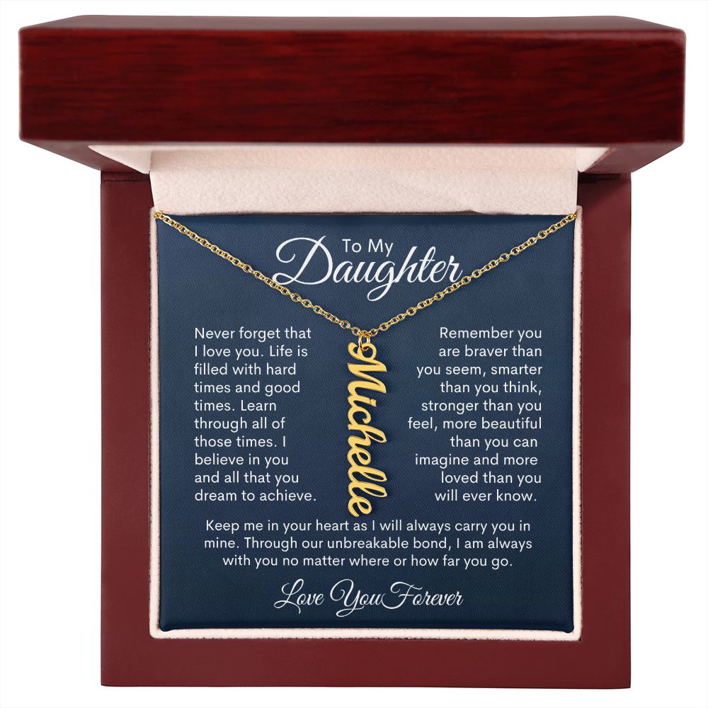 To My Daughter Personalized Vertical Name Necklace