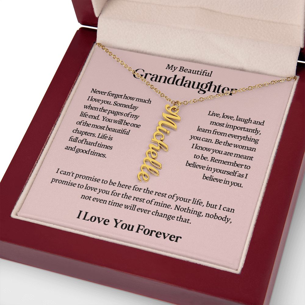 My Beautiful Granddaughter Personalized Vertical Name Necklace