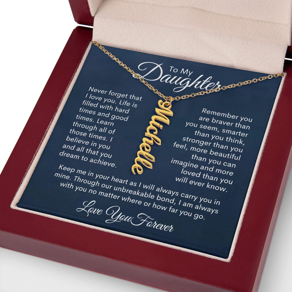 To My Daughter Personalized Vertical Name Necklace