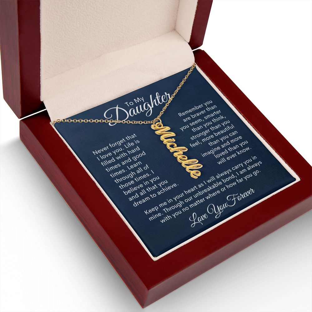 To My Daughter Personalized Vertical Name Necklace
