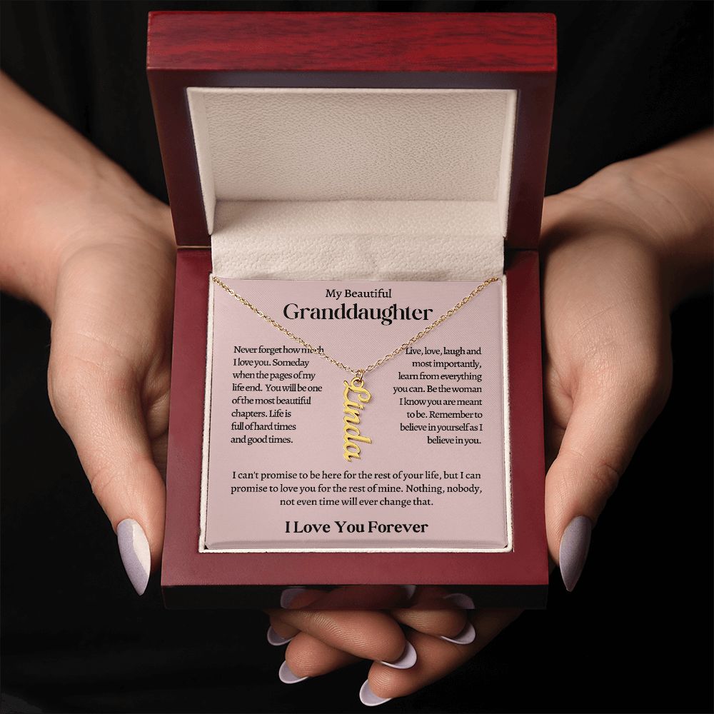 My Beautiful Granddaughter Personalized Vertical Name Necklace