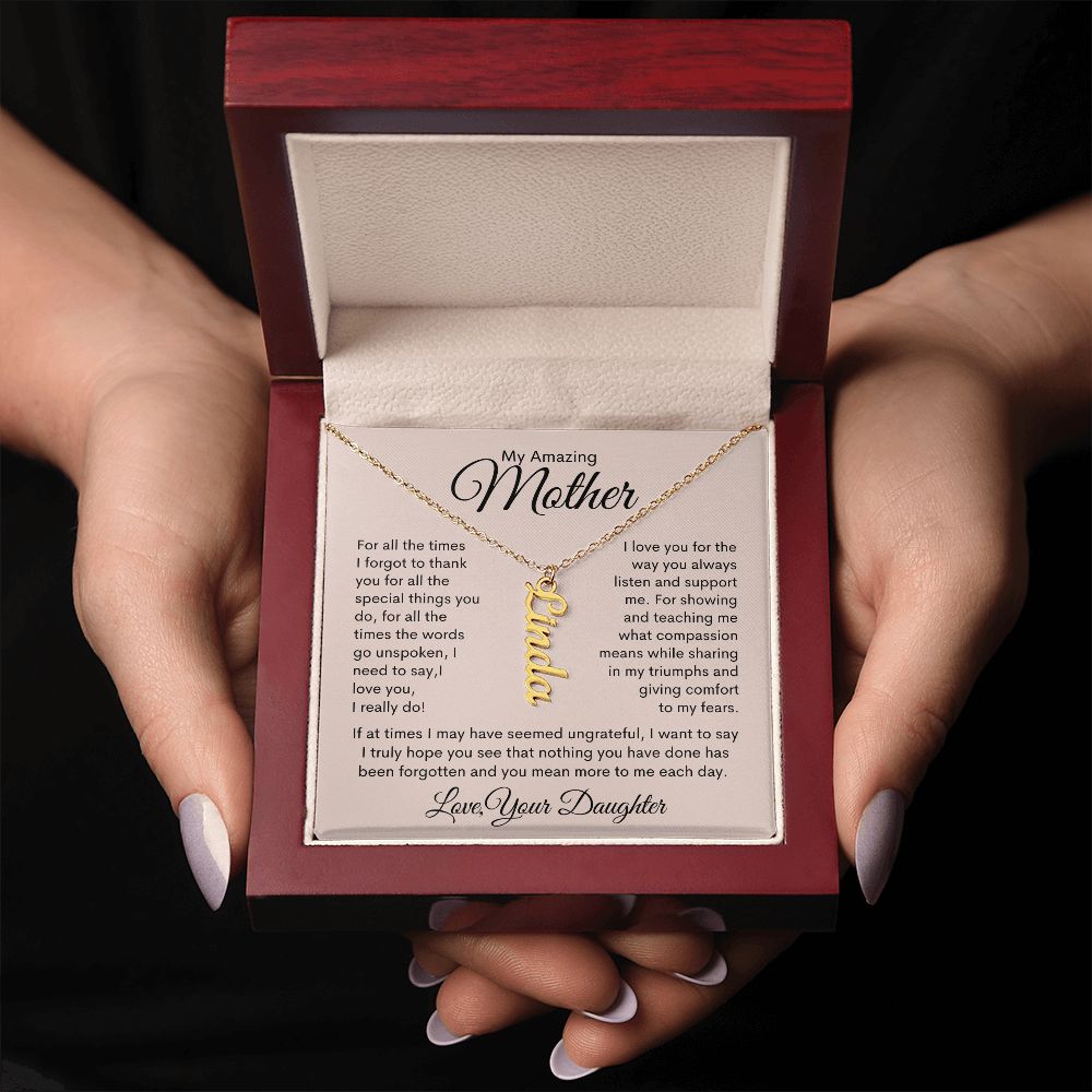 My Amazing Mother Personalized Vertical Name Necklace
