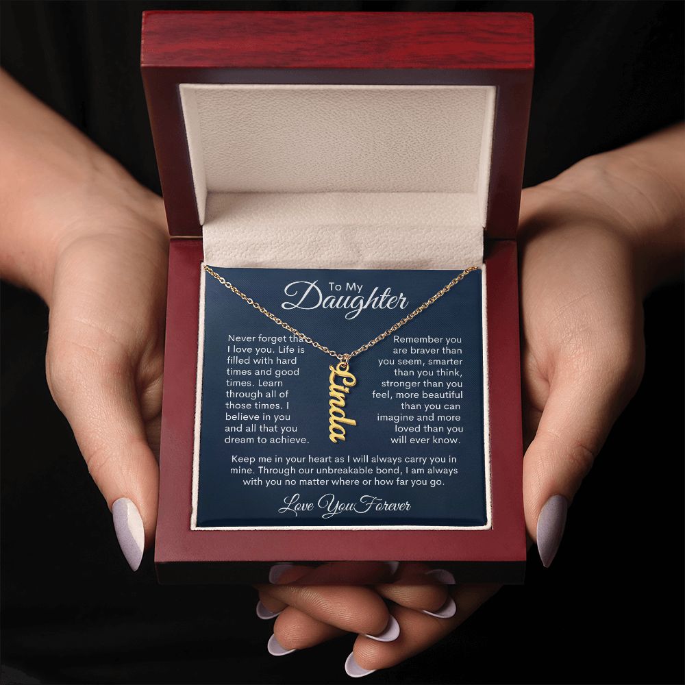 To My Daughter Personalized Vertical Name Necklace
