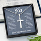 To My Son Love You Forever, Mom Artisan Crafted Stainless Steel Cross Necklace