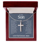 To My Son Love You Forever, Mom Artisan Crafted Stainless Steel Cross Necklace