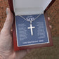 To My Son Love You Forever, Mom Artisan Crafted Stainless Steel Cross Necklace