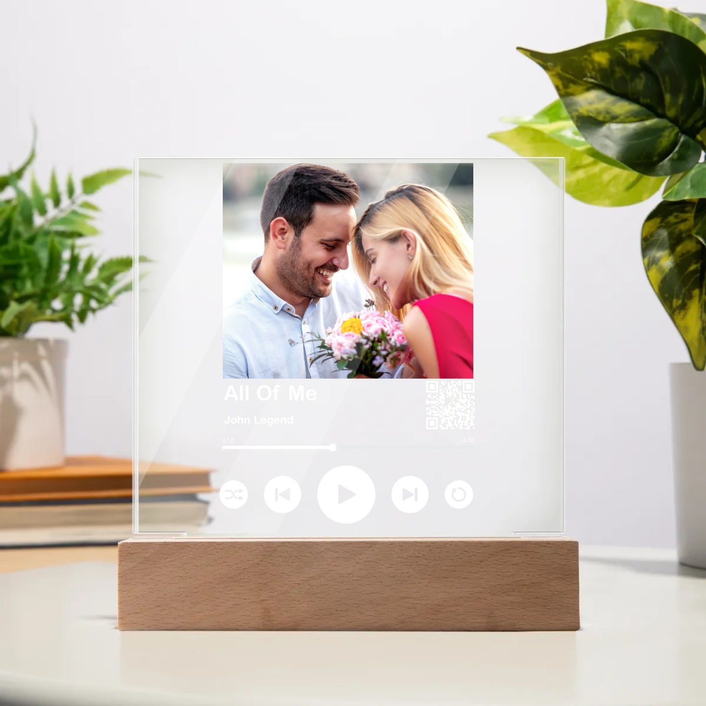 Personalized Our Song Acrylic Square Plaque Wood Base